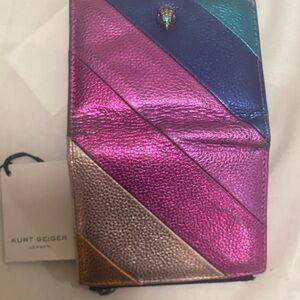 Kurt Geiger Metallic Pink and Gold Card Holder Key Pouch